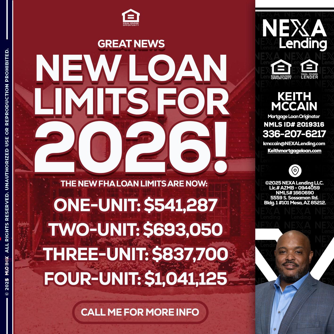 loan limits - Keith Mccain -Mortgage Loan Originator