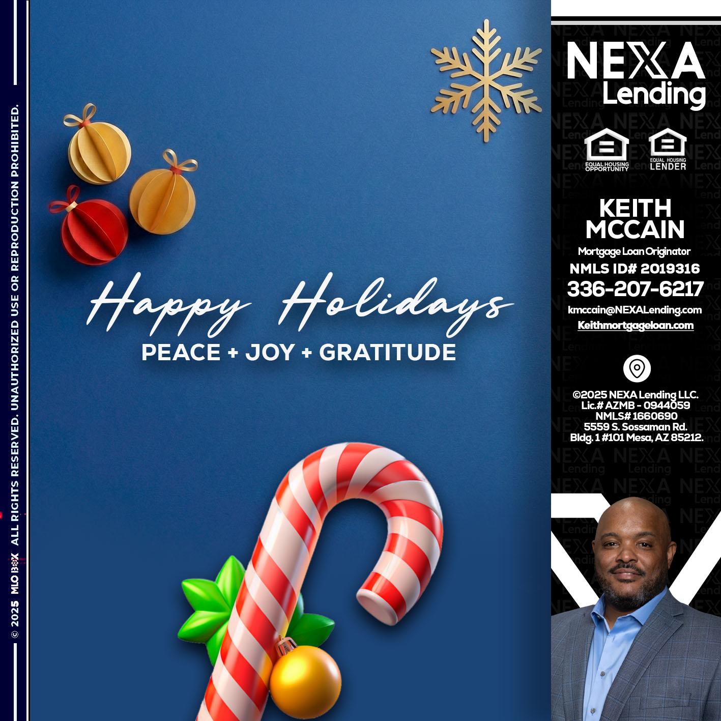HAPPY HOLIDAYS - Keith Mccain -Mortgage Loan Originator