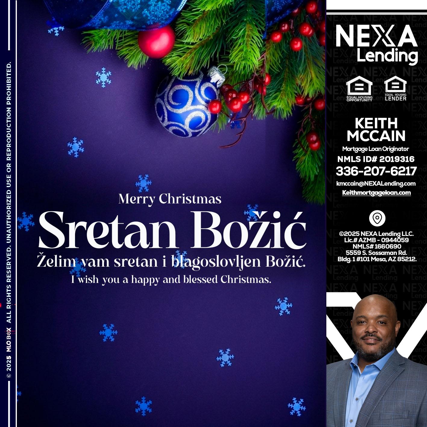 Sretan Božić - Keith Mccain -Mortgage Loan Originator