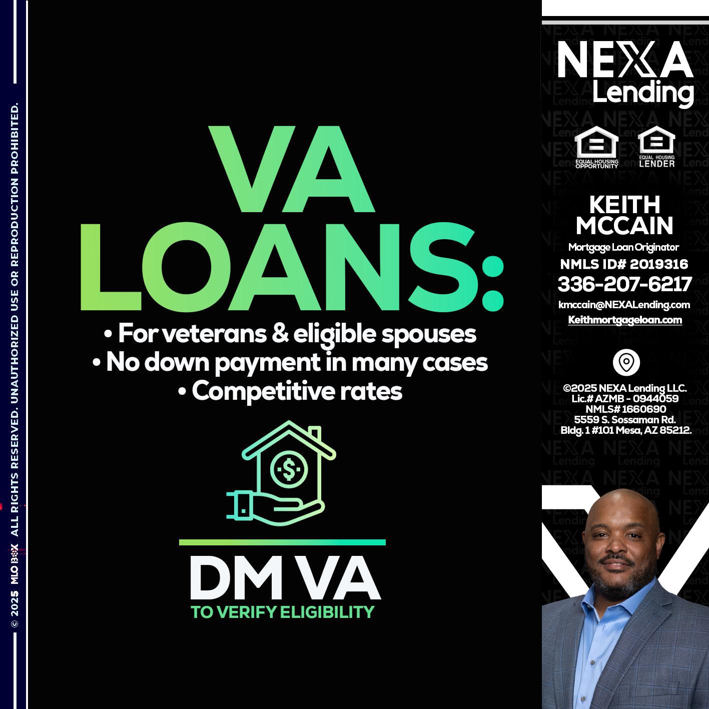 VA LOANS - Keith lee McCain -Loan Officer