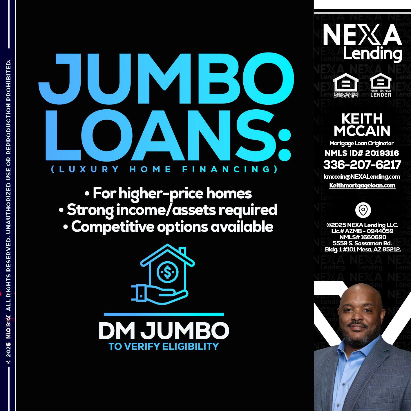 JUMBO LOANS - Keith lee McCain -Loan Officer