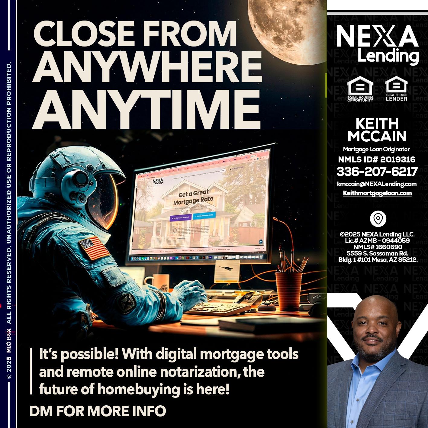 close from - Keith Mccain -Mortgage Loan Originator